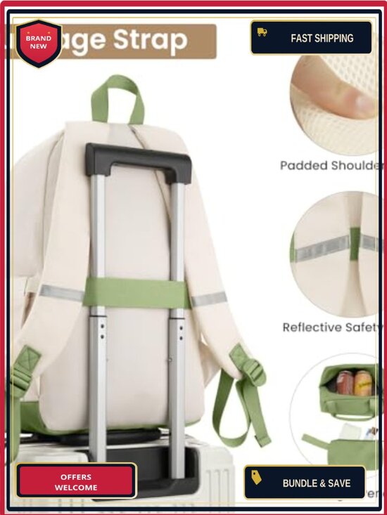 3-Piece 15.6 Inch Waterproof Laptop Backpack Set with Lunch Bag and Pencil Case main image 5